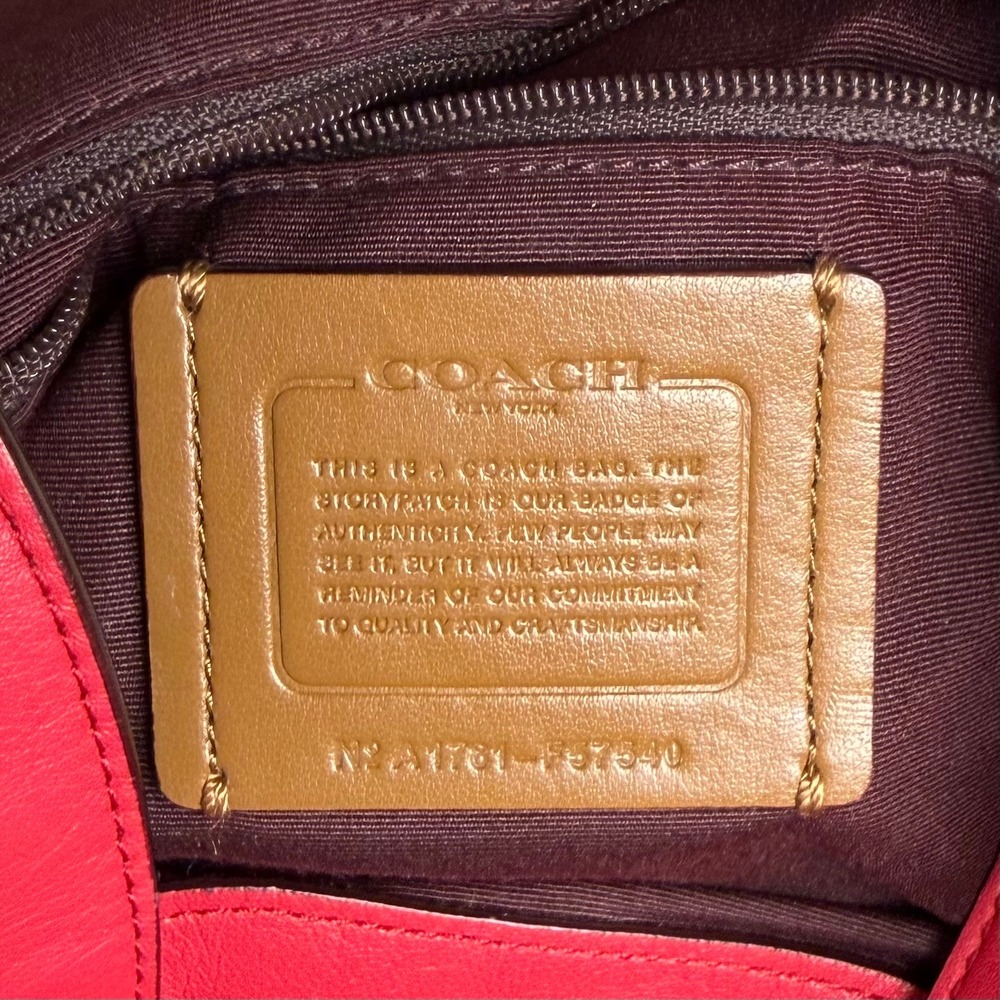 Coach Lexy Legacy Jacquard Hot Pink Leather Hobo Barbiecore Shoulder Bag F57540 - Picture 3 of 16